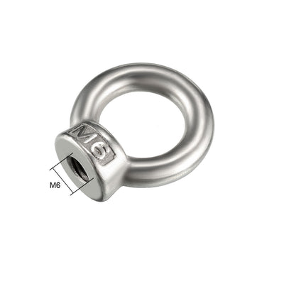 Harfington Uxcell M6 Female Thread 304 Stainless Steel Lifting Eye Nuts Ring 2pcs