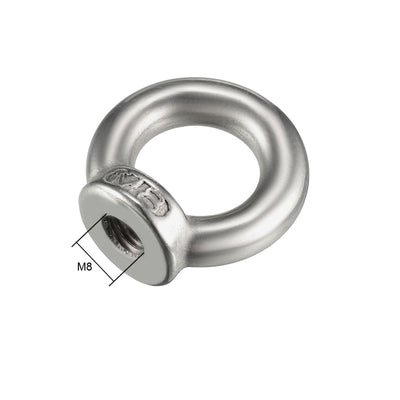 Harfington Uxcell M8 Female Thread 304 Stainless Steel Lifting Eye Nuts Ring 2pcs