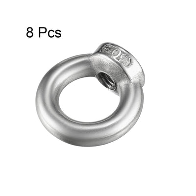 Harfington Uxcell M8 Female Thread 304 Stainless Steel Lifting Eye Nuts Ring 8pcs