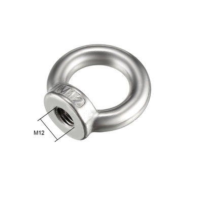 Harfington Uxcell M12 Female Thread 304 Stainless Steel Lifting Eye Nuts Ring 2pcs