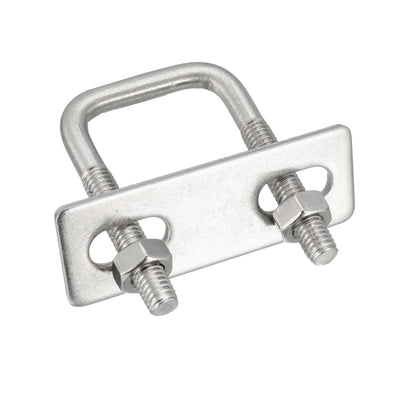 Harfington Uxcell Square U-Bolts M6 D x 25mm W x 50mm L 304 Stainless Steel with Nuts Frame