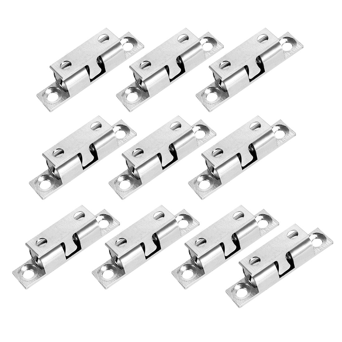 uxcell Uxcell 10pcs Cabinet Door Closet Brass Double Ball Catch Tension Latch 40mm Length Silver Tone