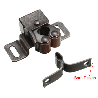 Harfington Uxcell Retro Cabinet Closet Door Double Roller Catch Iron Ball Latch with Prong Copper Tone