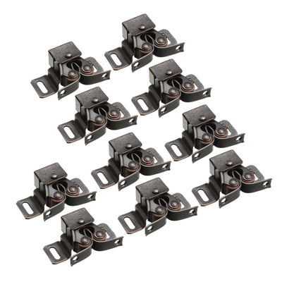 Harfington Uxcell Retro Cabinet Door Double Roller Catch Ball Latch with Prong Hardware Copper Tone 10pcs