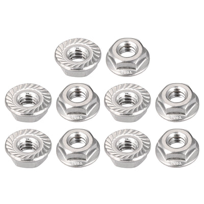 Harfington Uxcell 1/4-20 Serrated Flange Hex Lock Nuts, 304 Stainless Steel, 10 Pcs