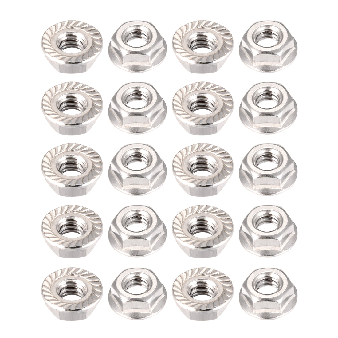 Uxcell Uxcell #6-32 Serrated Flange Hex Lock Nuts, 304 Stainless Steel, 20 Pcs