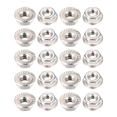 Harfington Uxcell #6-32 Serrated Flange Hex Lock Nuts, 304 Stainless Steel, 20 Pcs