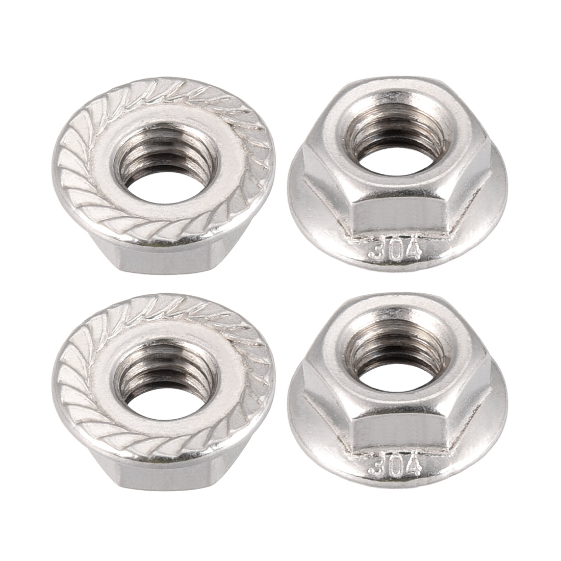 uxcell Uxcell 5/16-18 Serrated Flange Hex Lock Nuts, 304 Stainless Steel, 4 Pcs