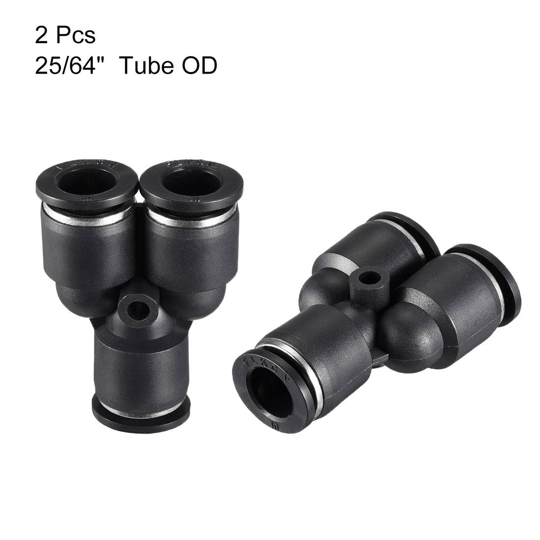 uxcell Uxcell 2pcs Push To Connect Fittings Y Type Tube Connect 10 mm or 25/64" od Push Fit Fittings Tube Fittings Push Lock Black(10mm Y tee)