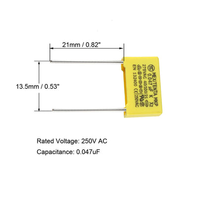 Harfington Uxcell Safety Capacitors Polypropylene Film 0.047uF 275VAC X2 MKP 13.5mm Pin Pitch 10 Pcs