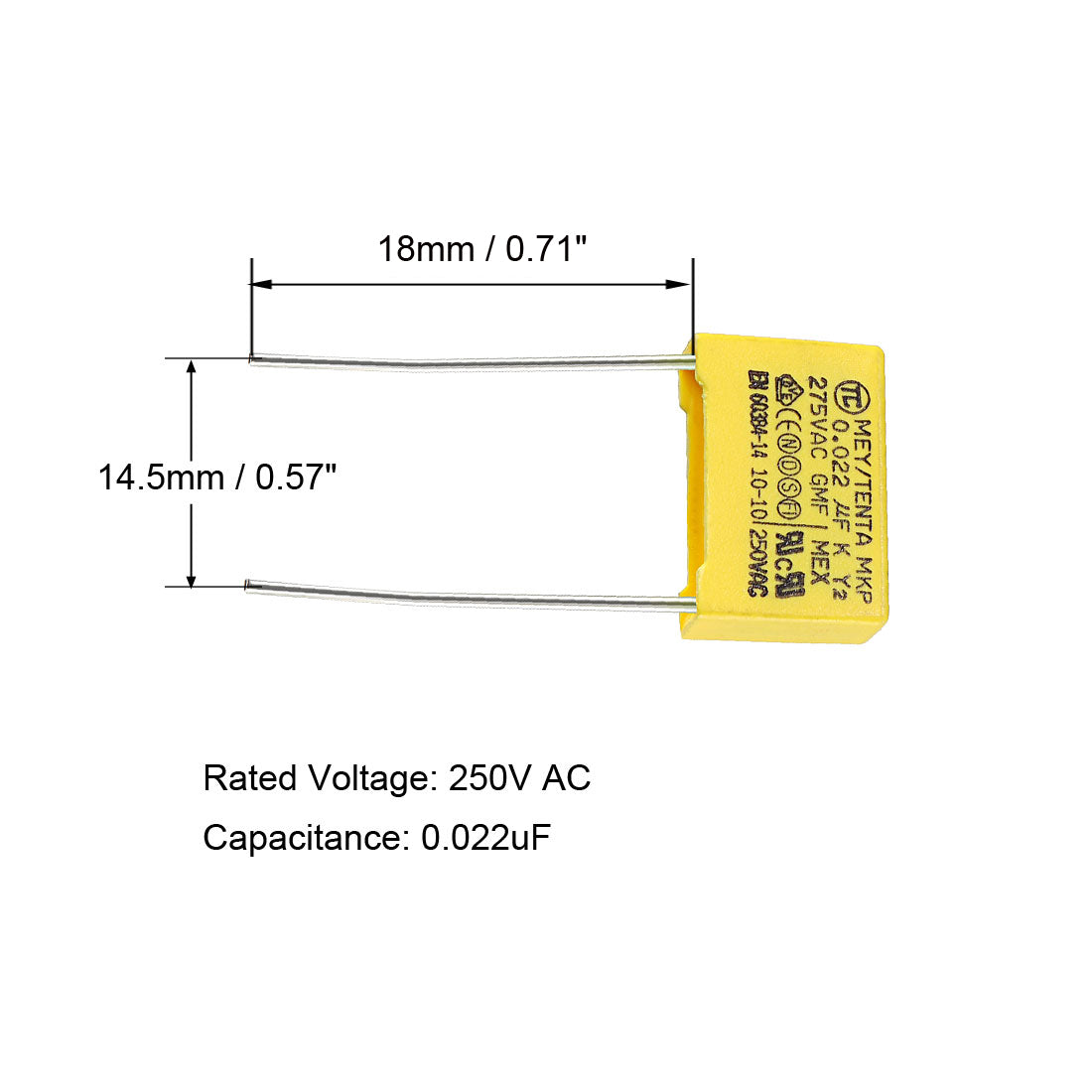 uxcell Uxcell Safety Capacitor Polypropylene Film 0.022uF 275VAC X2 MKP 10 Pcs