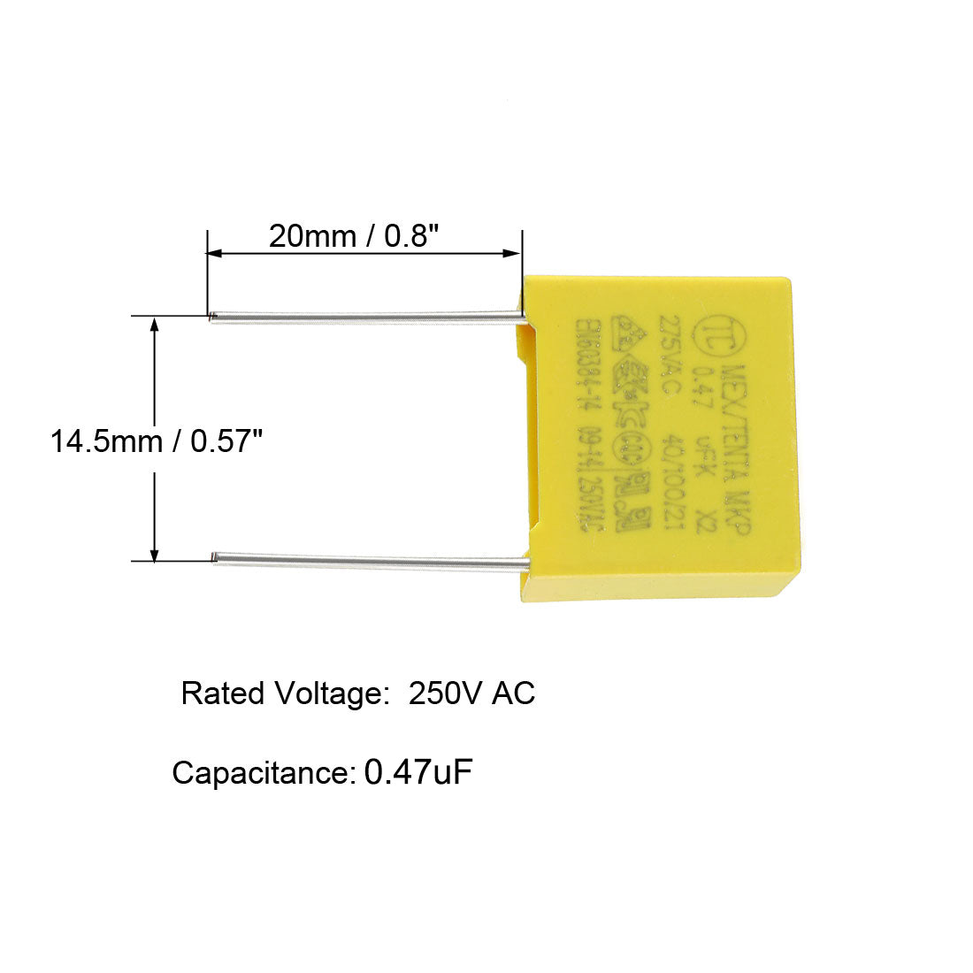 uxcell Uxcell Safety Capacitors Polypropylene Film 0.47uF 275VAC X2 MKP 10 Pcs
