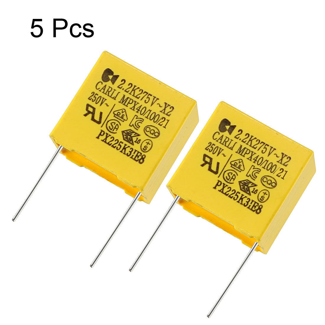 uxcell Uxcell Safety Capacitors Polypropylene Film 2.2uF 275VAC X2 MKP 5 Pcs