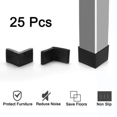 Harfington Uxcell Furniture Angle Iron Foot Pads L Shaped Rubber Leg Covers Protectors 25 x 25mm 25 Pcs Black