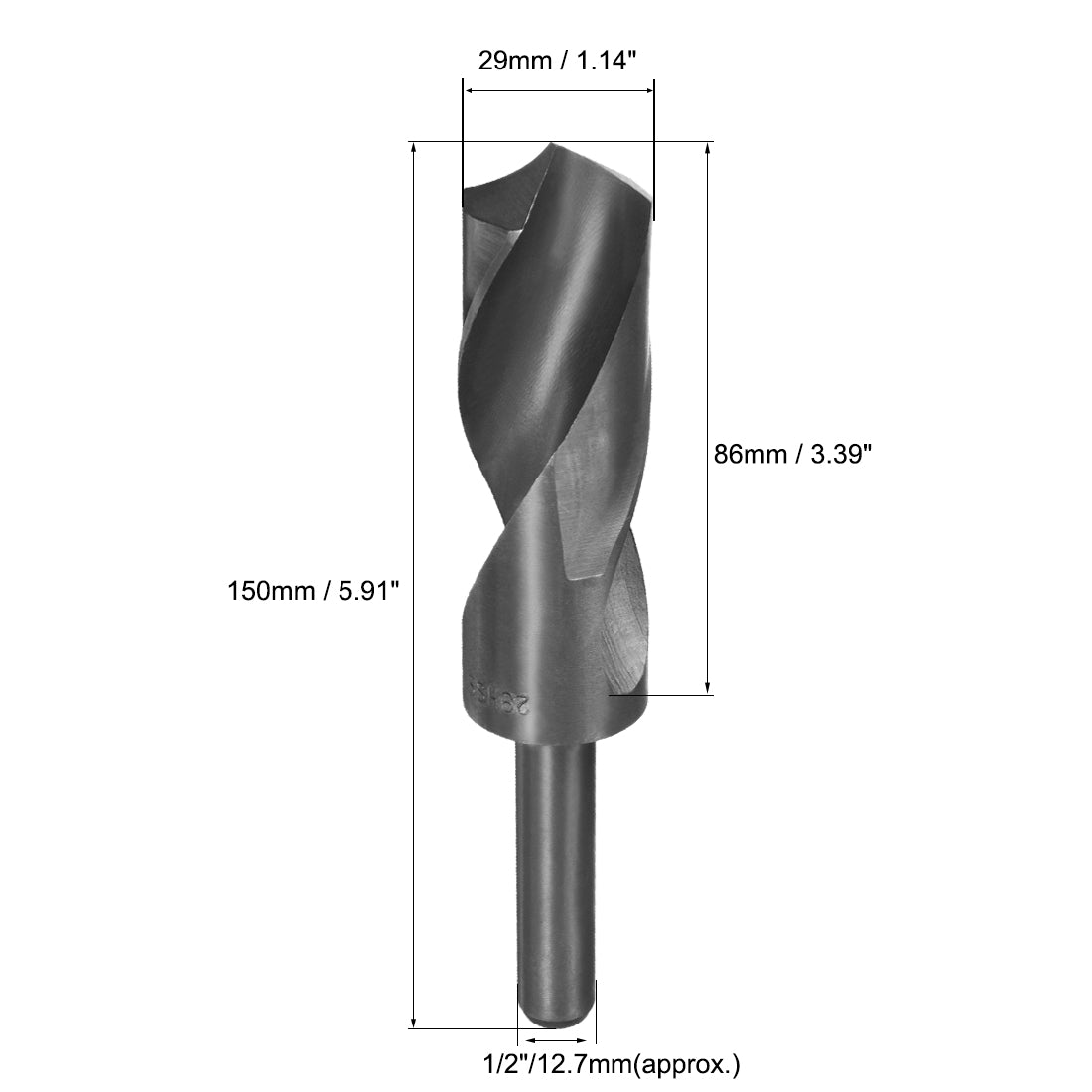 uxcell Uxcell 29mm Drill Bit HSS 9341 Black Oxide with 1/2 Inch Straight Reduced Shank