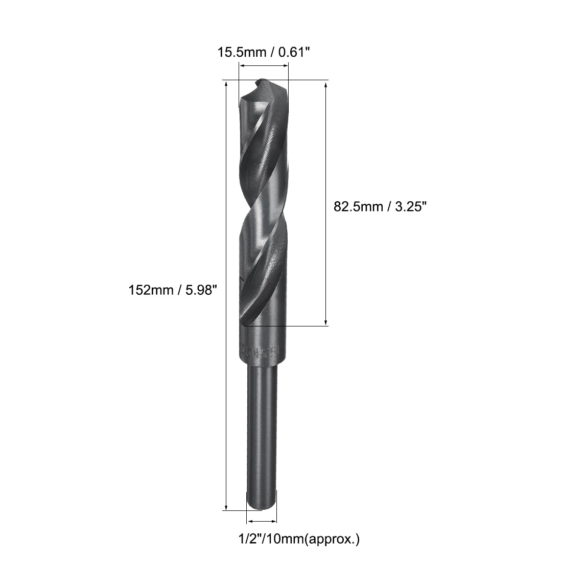 uxcell Uxcell 15.5mm Drill Bit HSS 9341 Black Oxide with 1/2 Inch Straight Reduced Shank