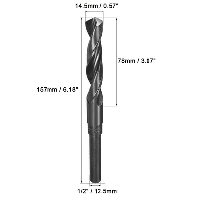 Harfington Uxcell 14.5mm Drill Bit HSS 9341 Black Oxide with 1/2 Inch Straight Reduced Shank