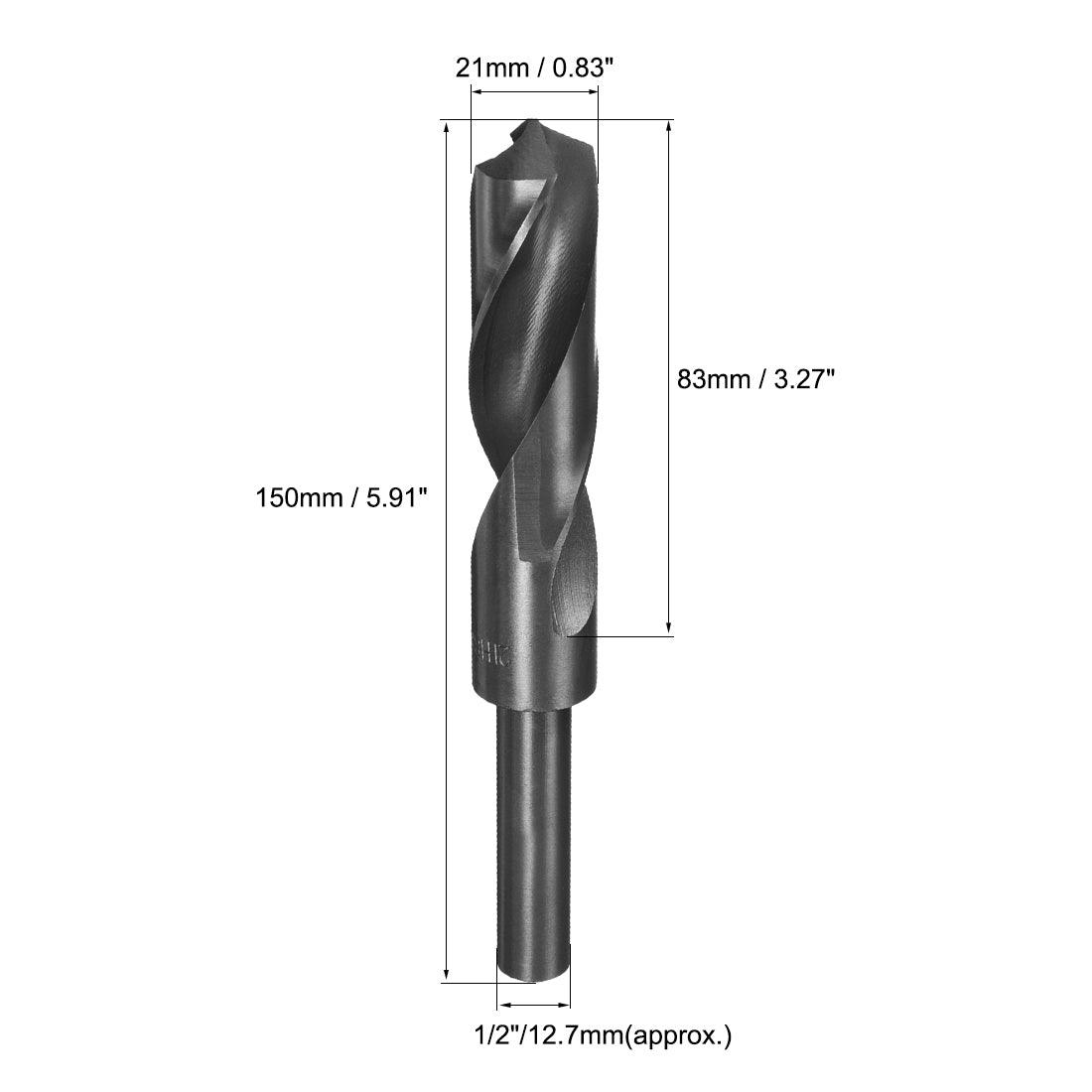 uxcell Uxcell 21mm Drill Bit HSS 9341 Black Oxide with 1/2 Inch Straight Reduced Shank