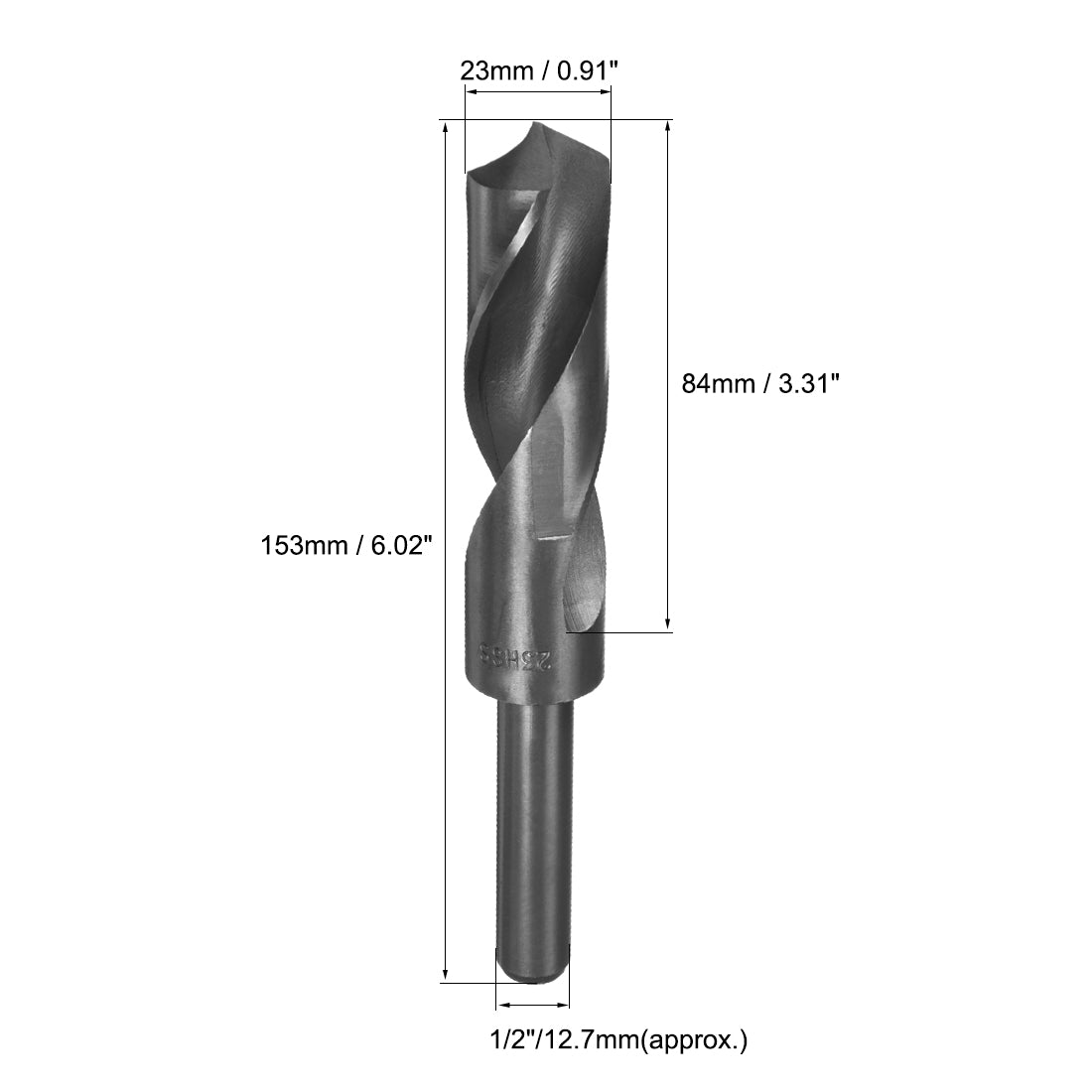 uxcell Uxcell 23mm Drill Bit HSS 9341 Black Oxide with 1/2 Inch Straight Reduced Shank