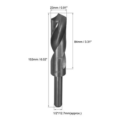 Harfington Uxcell 23mm Drill Bit HSS 9341 Black Oxide with 1/2 Inch Straight Reduced Shank