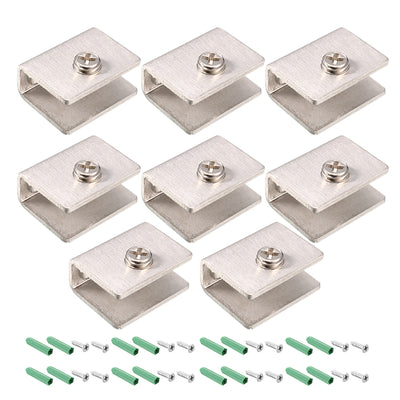Harfington Uxcell Glass Shelf Brackets Stainless Steel Clip Rectangle for 8-10mm Thickness 8pcs
