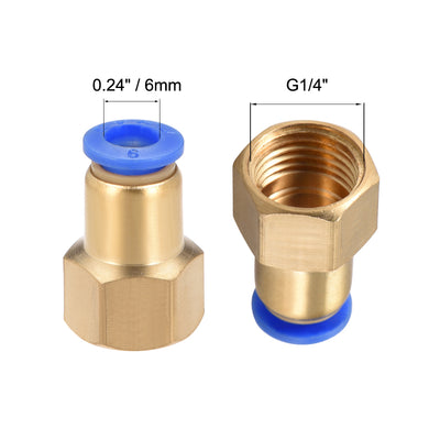 Harfington Uxcell Push to Connect Tube Fitting Adapter 6mm OD x G1/4" Female 2pcs