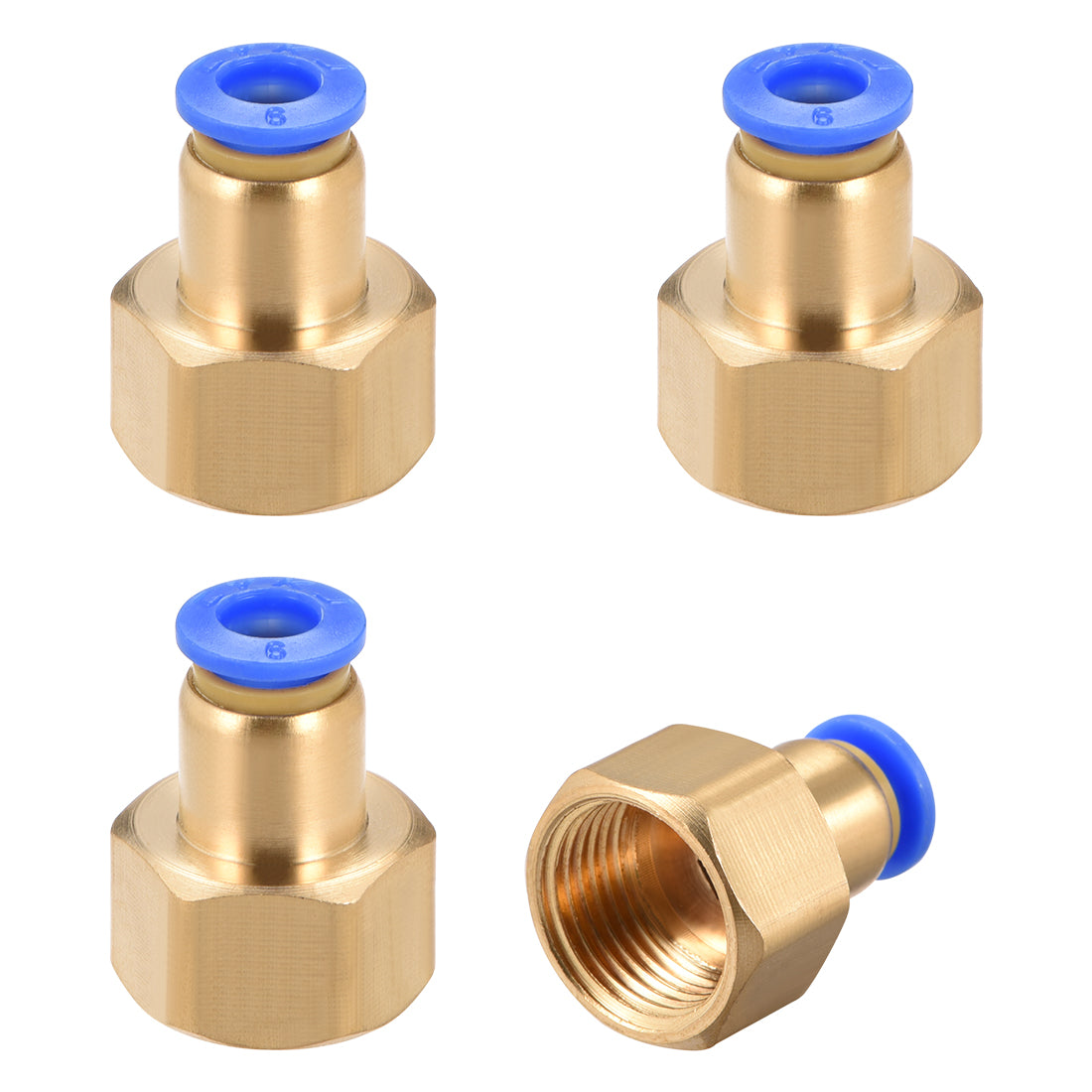 uxcell Uxcell Push to Connect Tube Fitting Adapter 6mm OD x 3/8PT Female 4pcs