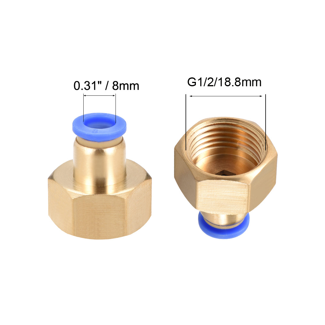 uxcell Uxcell Push to Connect Tube Fitting Adapter 8mm OD x G1/2" Female
