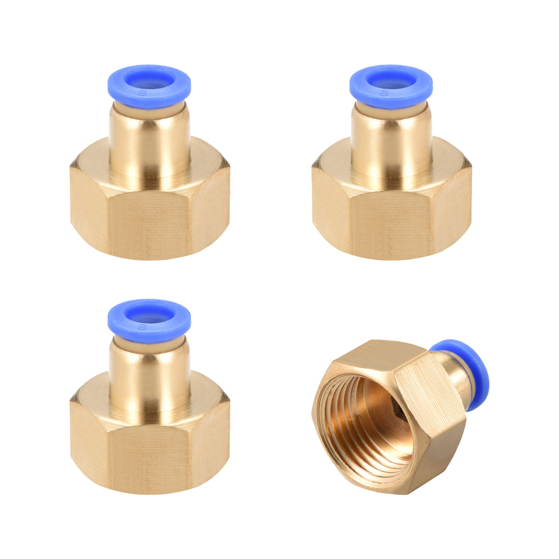 uxcell Uxcell Push to Connect Tube Fitting Adapter 8mm OD x G1/2" Female 4pcs