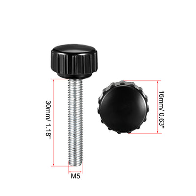 Harfington Uxcell M5 x 30mm Male Thread Knurled Clamping Knobs Grip Thumb Screw on Type 12 Pcs