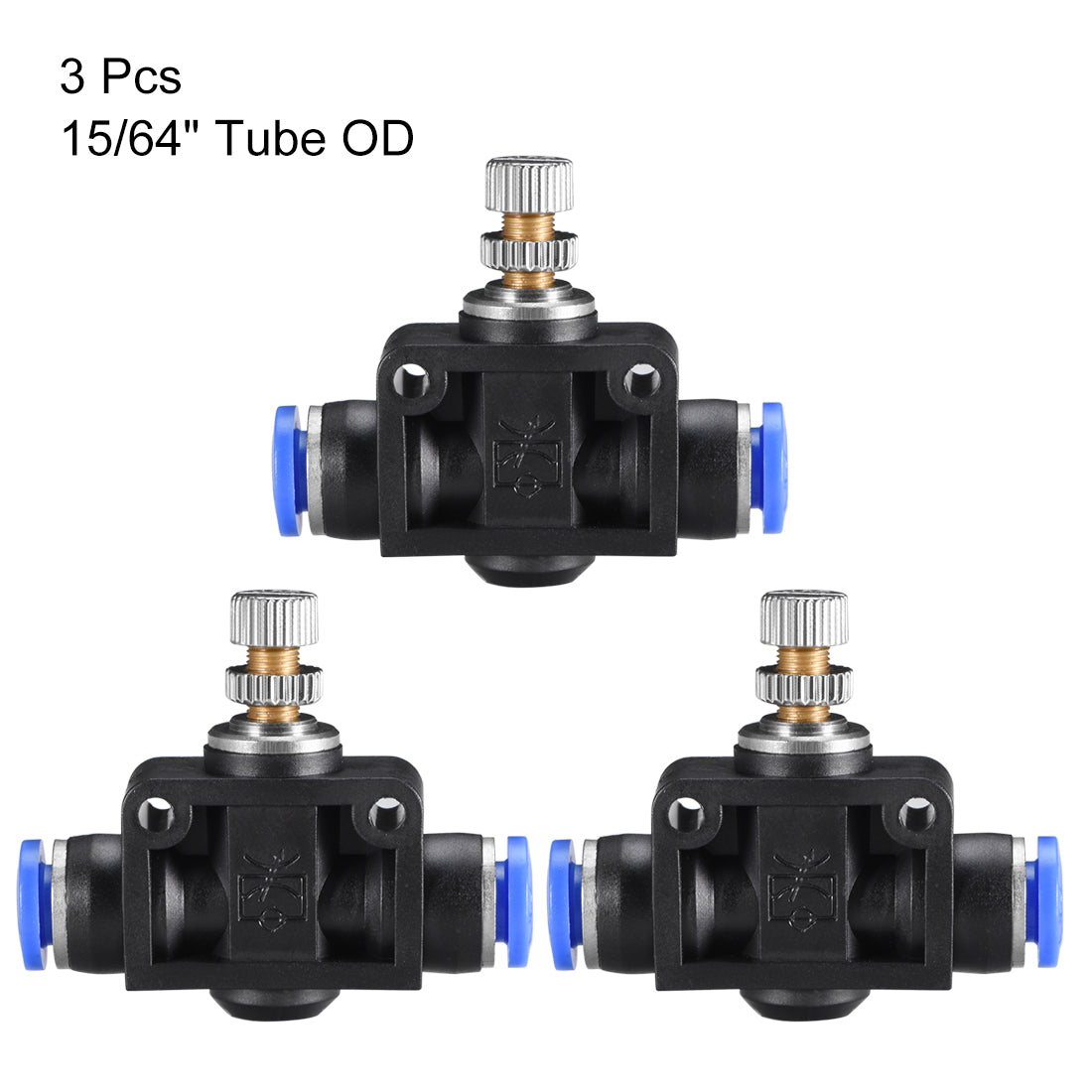 uxcell Uxcell 6mm OD Pneumatic Air Flow Control Valve,Flow In-Line Speed Controller Valve,3pcs