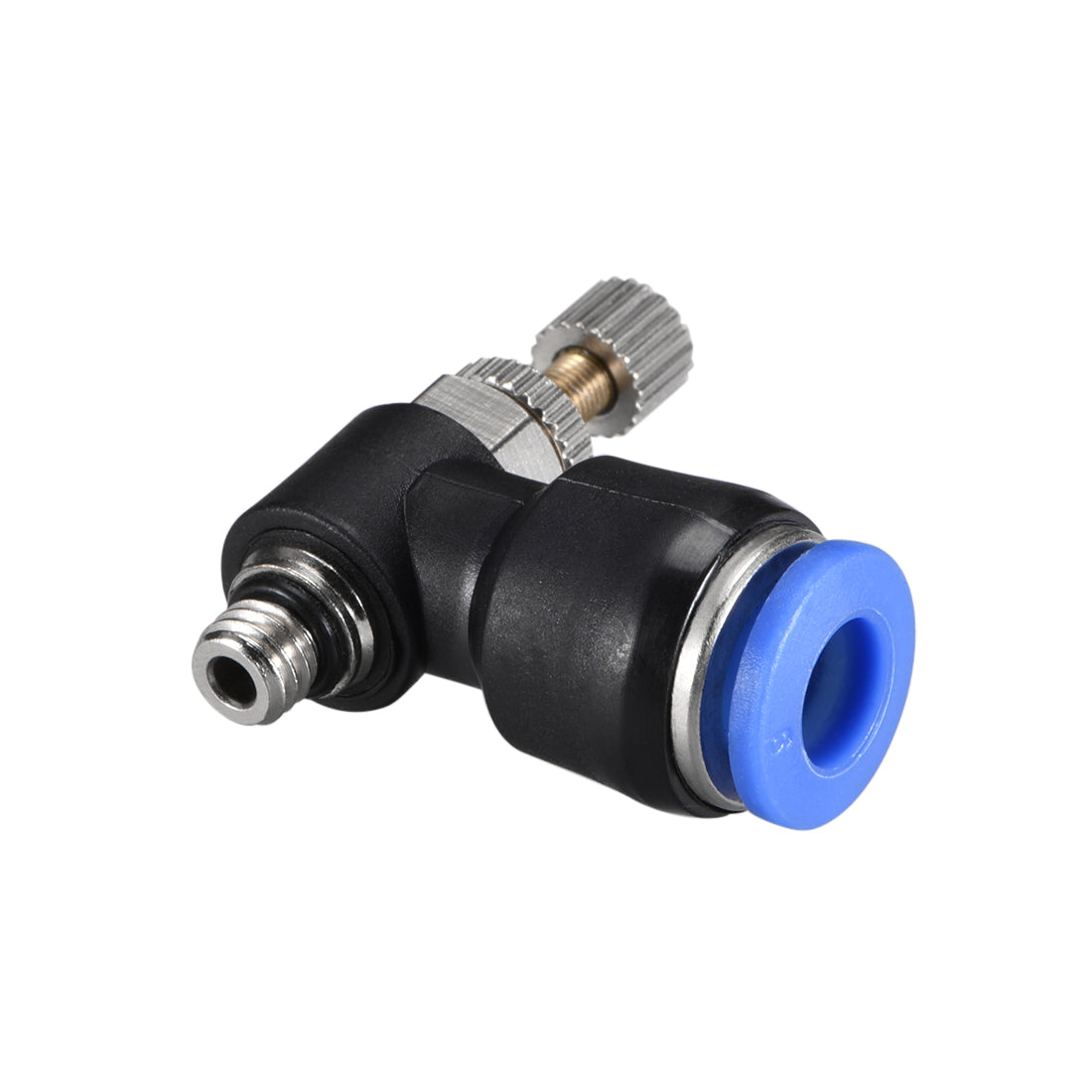 uxcell Uxcell Push-to-Connect Air Flow Control Valve, Elbow, 15/64" Tube OD x M5 Male Thread Speed controller Valve Tube fitting