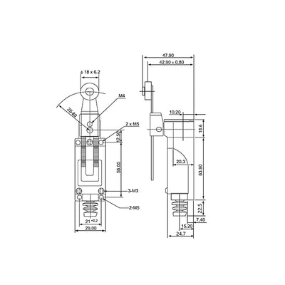 Harfington Uxcell TZ-8108 Limit Switch Adjustable Roller Lever Arm 1NC+1NO for CNC Mill Laser Plasma IP65 5pcs