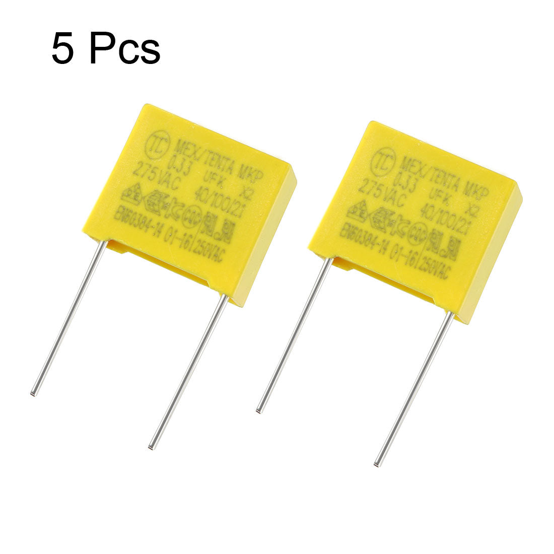 uxcell Uxcell Safety Capacitors Polypropylene Film 0.33uF 275VAC X2 MKP 15mm Pin Pitch 5 Pcs