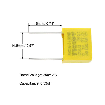 Harfington Uxcell Safety Capacitors Polypropylene Film 0.33uF 275VAC X2 MKP 5 Pcs