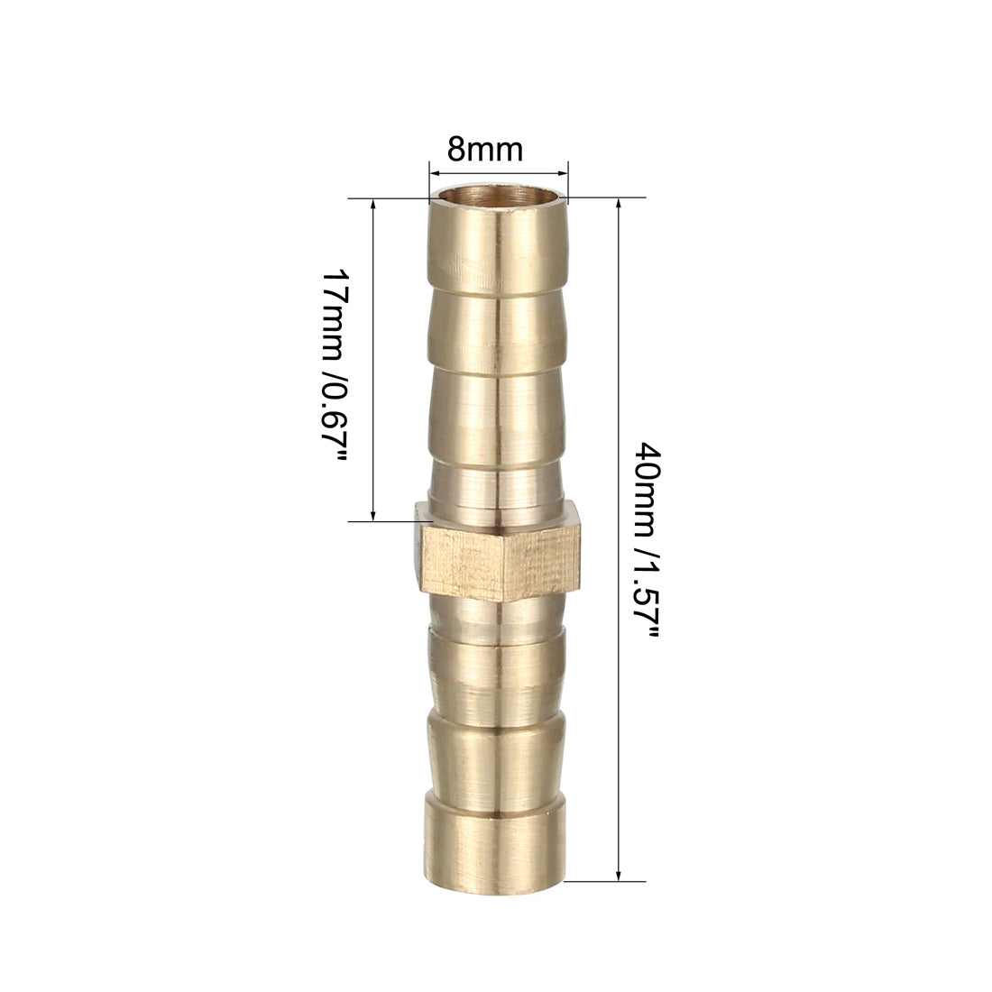 uxcell Uxcell 8mm Brass Barb Hose Fitting Straight Connector Coupler 5pcs