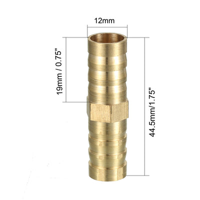 Harfington Uxcell 12mm Brass Barb Hose Fitting Straight Connector Coupler
