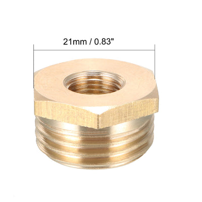 Harfington Uxcell Brass Threaded Pipe Fitting 1/2 PT Male x 1/8 PT Female Hex Bushing Adapter 3pcs