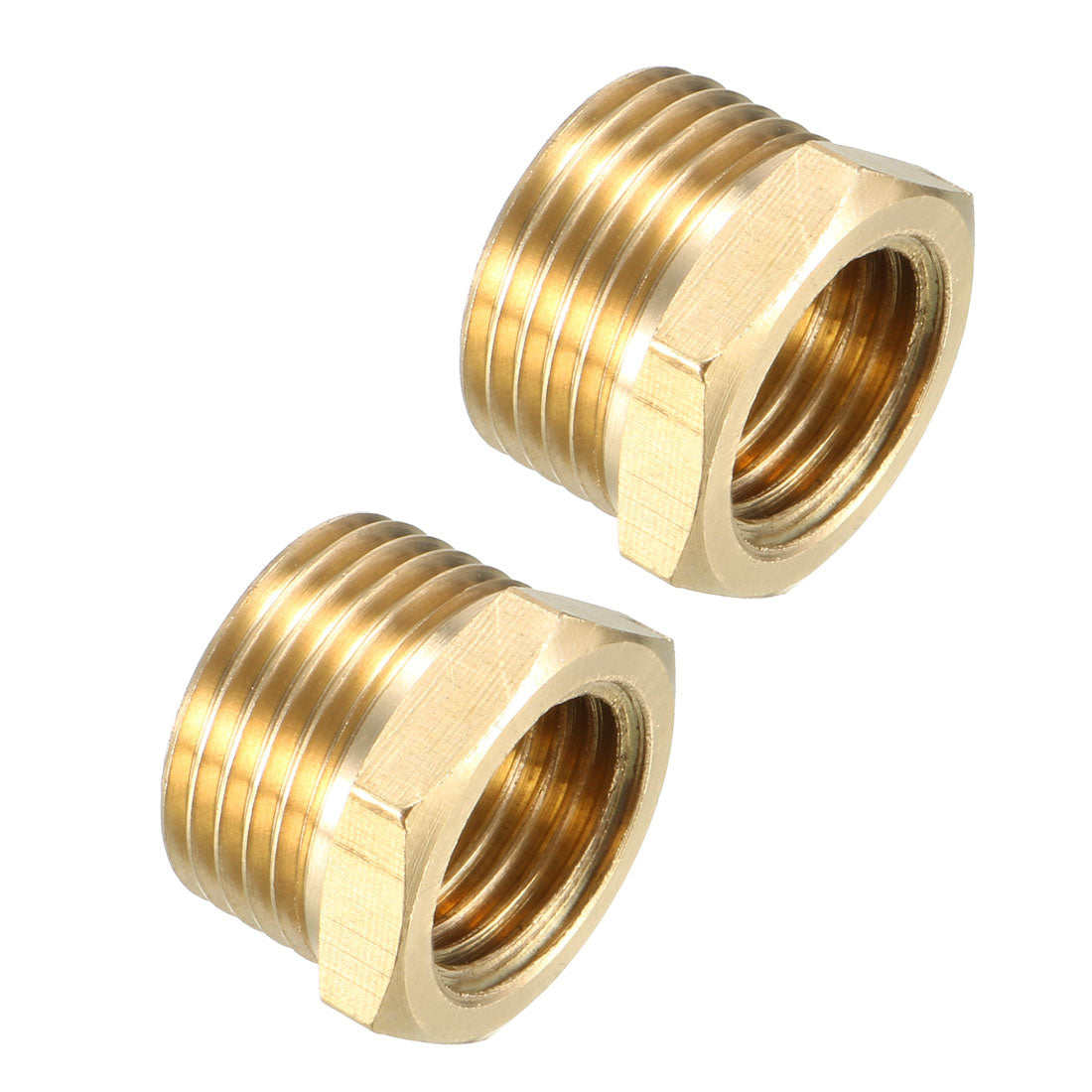uxcell Uxcell Brass Threaded Pipe Fitting G3/8 Male x G1/4 Female Hex Bushing Adapter 2pcs