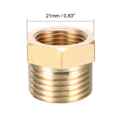 Harfington Uxcell Brass Threaded Pipe Fitting G1/2 Male x G3/8 Female Hex Bushing Adapter 2pcs