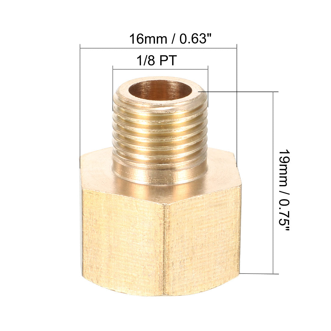 uxcell Uxcell Brass Threaded Pipe Fitting 1/8 PT Male x 1/4 PT Female Coupling 2pcs