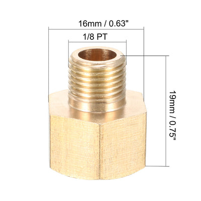 Harfington Uxcell Brass Threaded Pipe Fitting 1/8 PT Male x 1/4 PT Female Coupling 3pcs