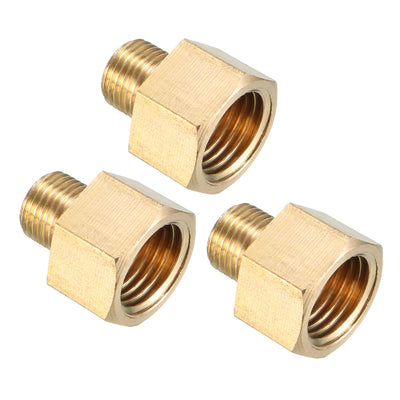 Harfington Uxcell Brass Threaded Pipe Fitting 1/8 PT Male x 1/4 PT Female Coupling 3pcs