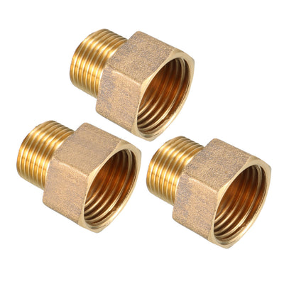 Harfington Uxcell Brass Threaded Pipe Fitting G3/8 Male x G1/2 Female Coupling 3pcs