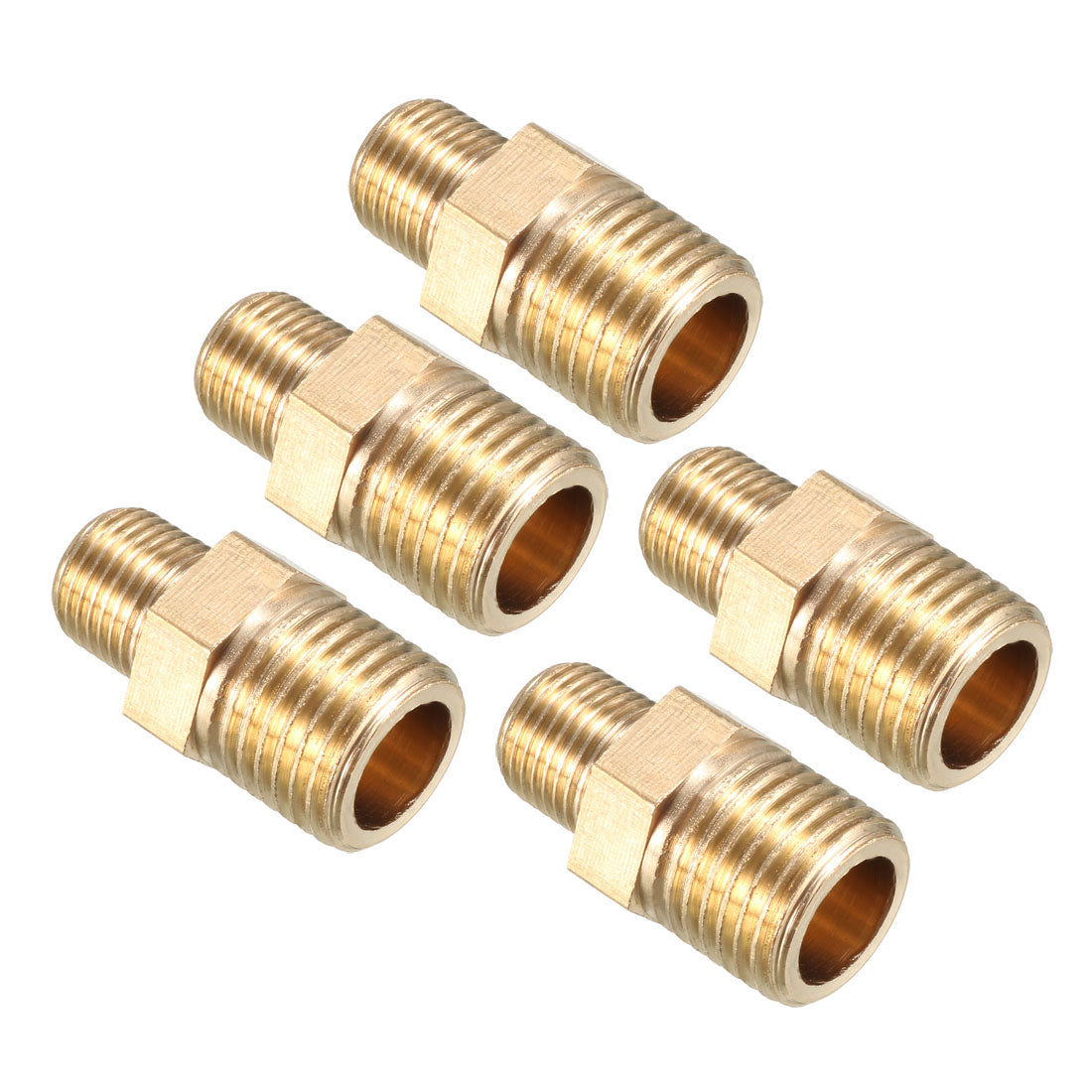 uxcell Uxcell Brass Pipe Fitting Reducing Hex Bushing 1/4 BSP Male x 1/8 BSP Male Adapter 5pcs