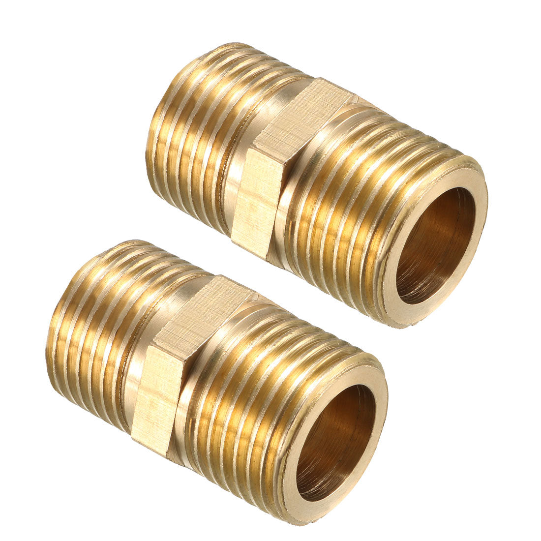 uxcell Uxcell Brass Pipe Fitting Hex Bushing 1/2 BSP Male x 1/2 BSP Male Thread Connector 2pcs