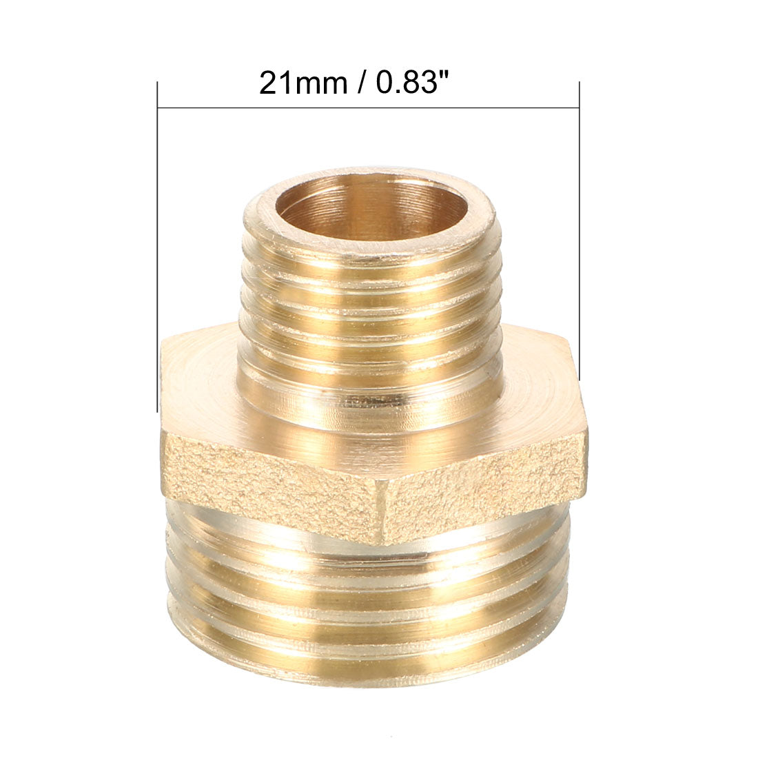 uxcell Uxcell Brass Pipe Fitting Reducing Hex Bushing 1/2 BSP Male x 1/4 BSP Male Adapter