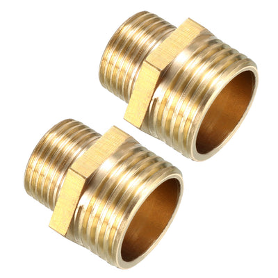 Harfington Uxcell Brass Pipe Fitting Reducing Hex Bushing 1/2 BSP Male x 3/8 BSP Male Adapter 2pcs