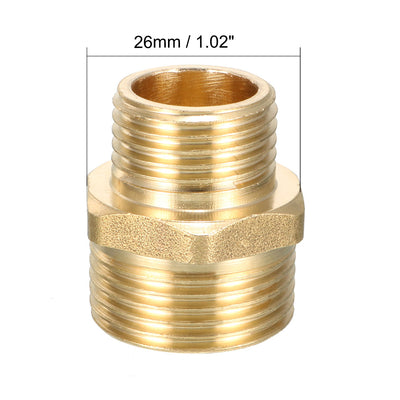 Harfington Uxcell Brass Pipe Fitting Reducing Hex Bushing 3/4 BSP Male x 1/2 BSP Male Adapter