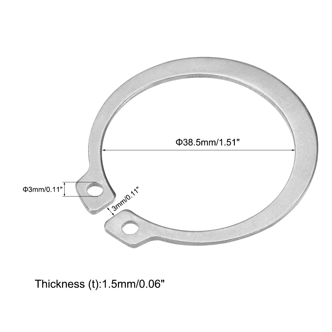 Uxcell 46mm External Circlips Retaining Shaft Snap Rings 304 Stainless ...